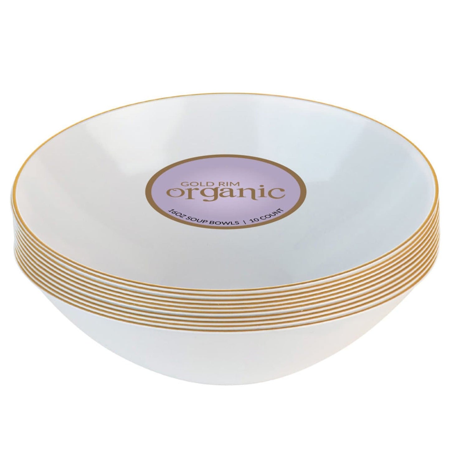 Organic White Gold Rim Bowls 16 oz Bowls Blue Sky