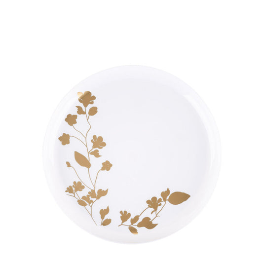 Garden Collection White and Gold Round Dinner Plates 6.3" Tablesettings Blue Sky 10 Pieces  