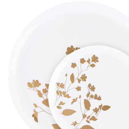 Garden Collection White and Gold Round Dinner Plates 10" Tablesettings Blue Sky   