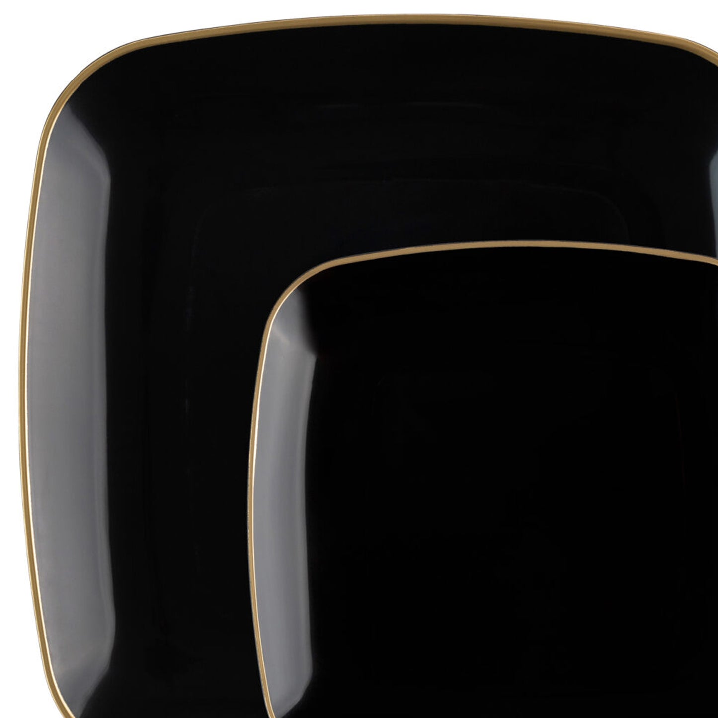 Organic Collection 7.25" Black with Gold Rim Square Appetizer/Dessert Plates Tablesettings Blue Sky