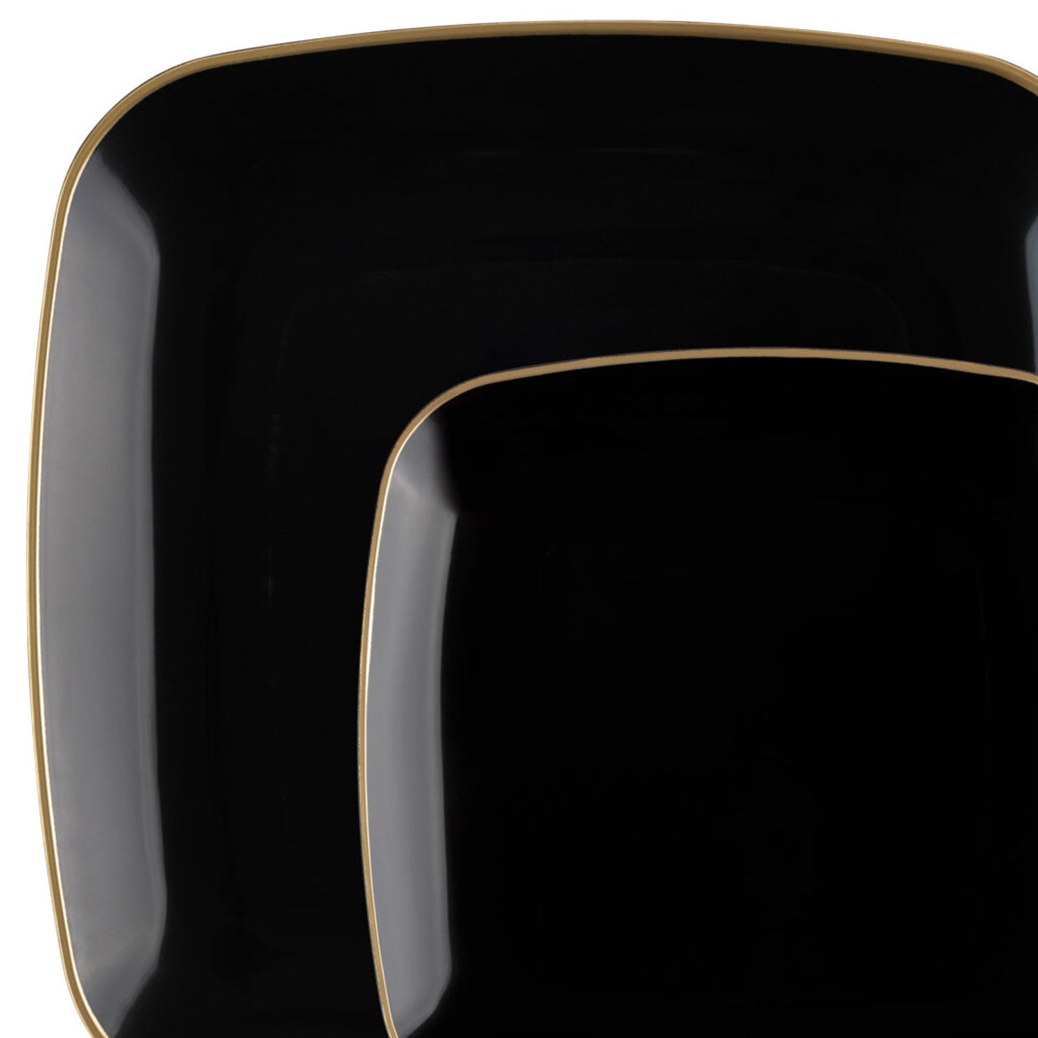 Organic Collection Black and Gold Rim Square Dinner Plates 10" Tablesettings Blue Sky   