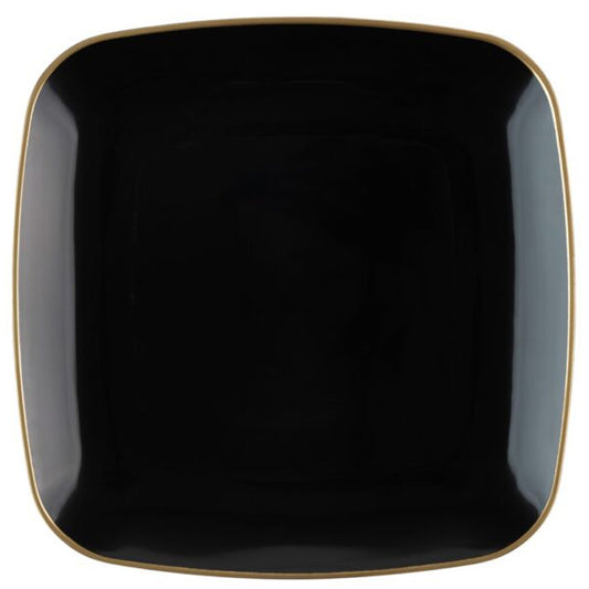 Organic Collection Black and Gold Rim Square Dinner Plates 10" Tablesettings Blue Sky 10 Pieces  