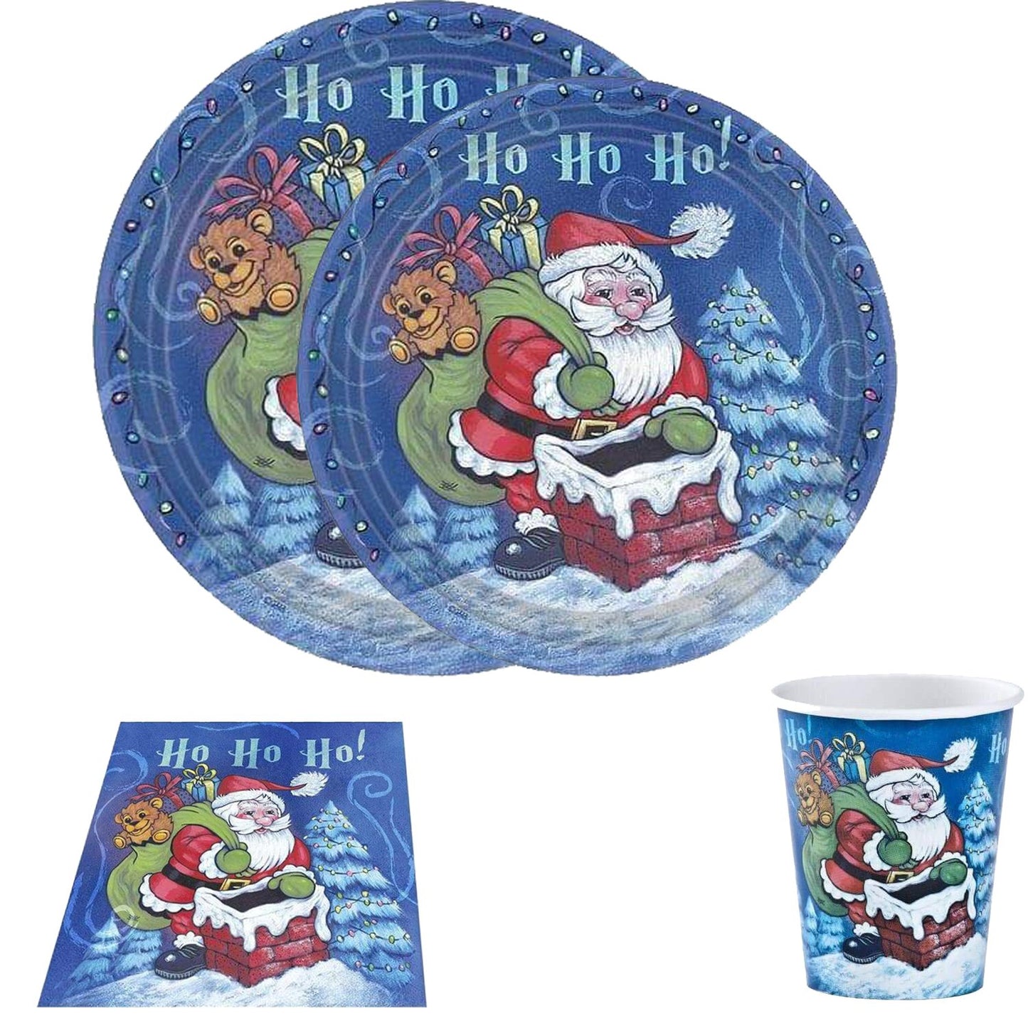 7" Heavyweight Paper Plates Christmas Santa 16 count Disposable Hanna K