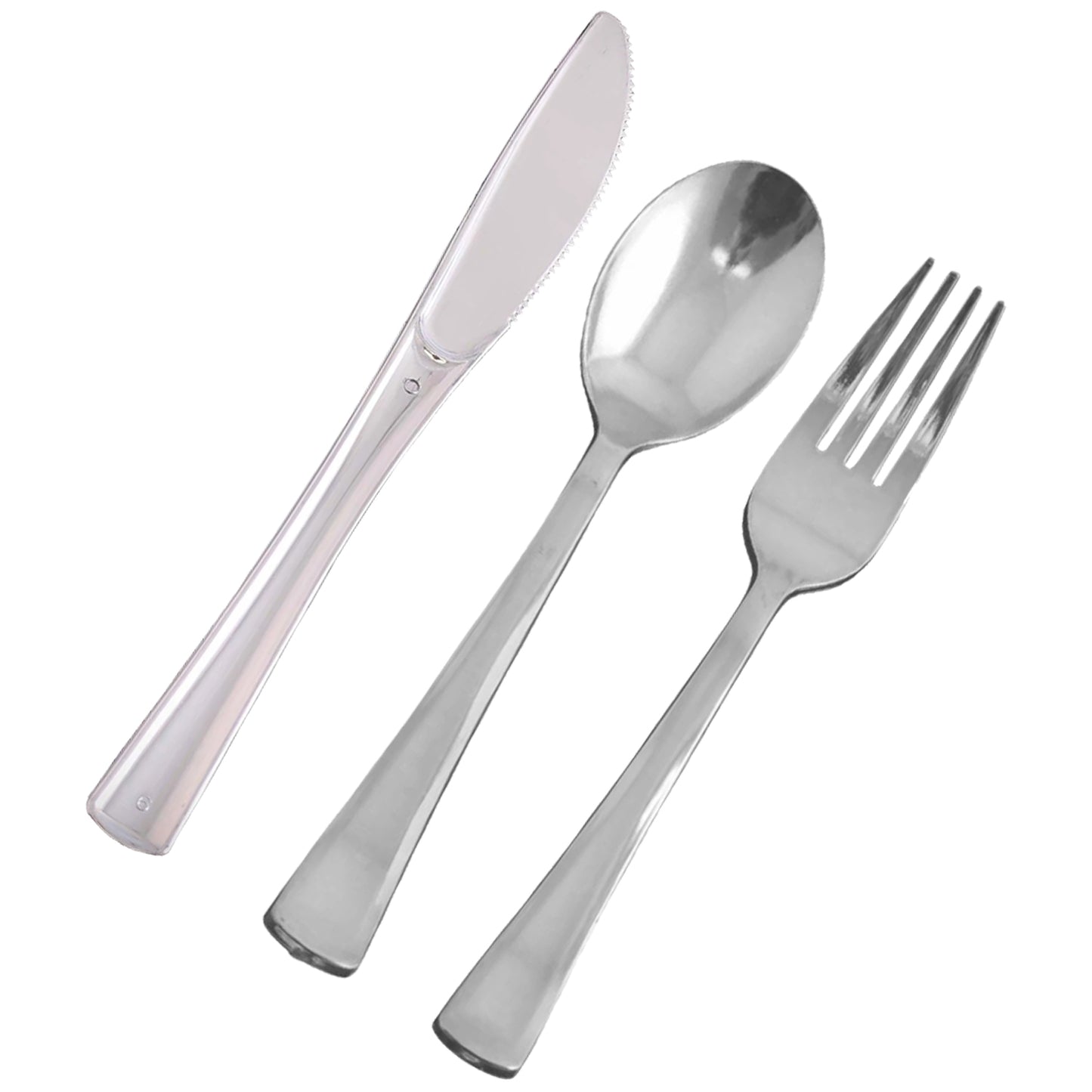 *BUY BULK* Garden Collection White and Black Round Disposable Plastic Dinner Tableware COMBO Set Disposable Tableware Decorline