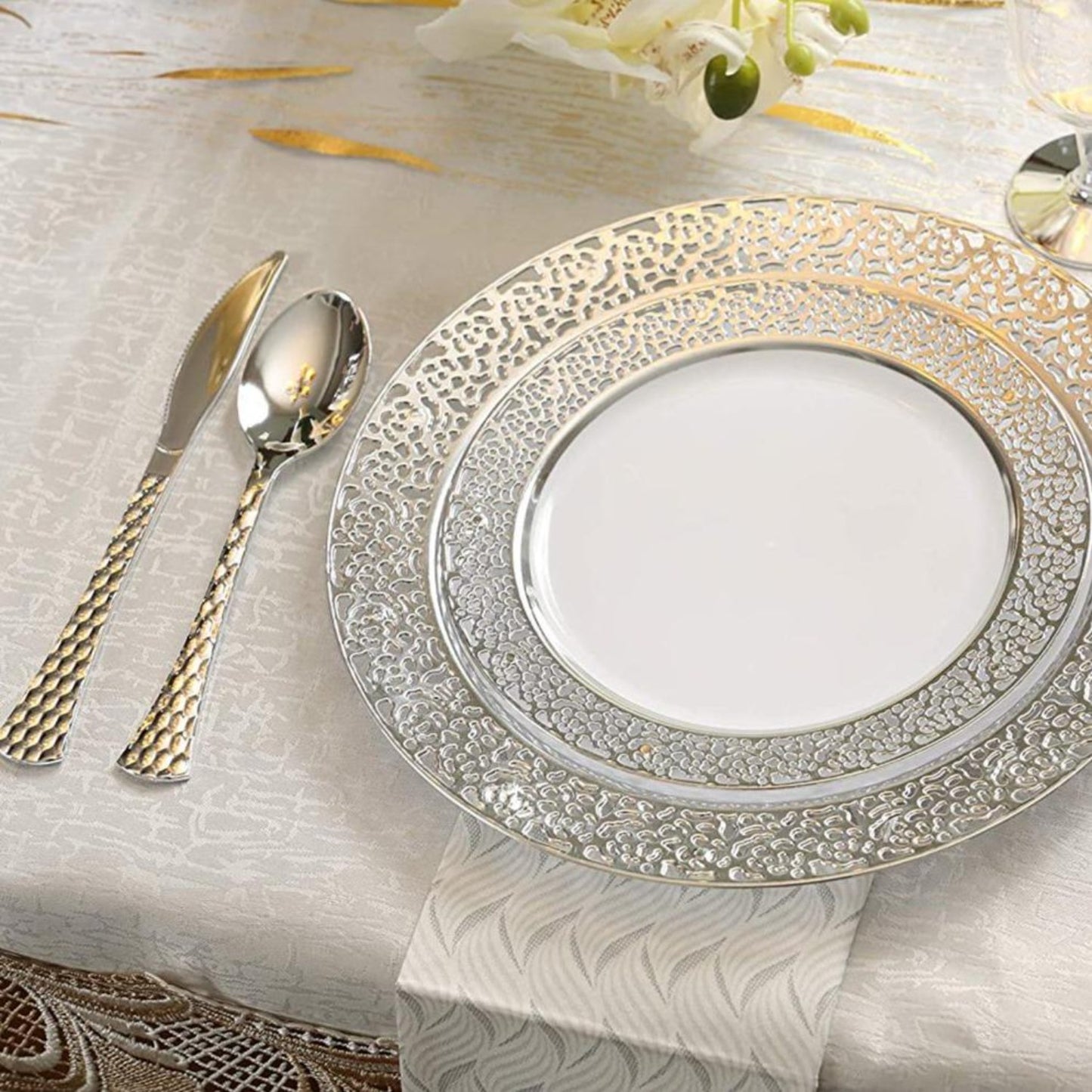 Glamour Collection Extra Heavyweight Disposable Tea Spoons Silver Tablesettings Decorline