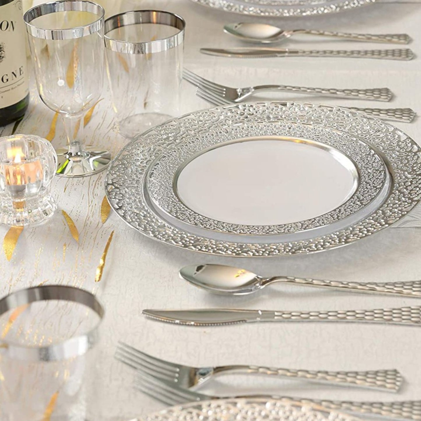 Glamour Collection Extra Heavyweight Disposable Forks Silver Tablesettings Decorline