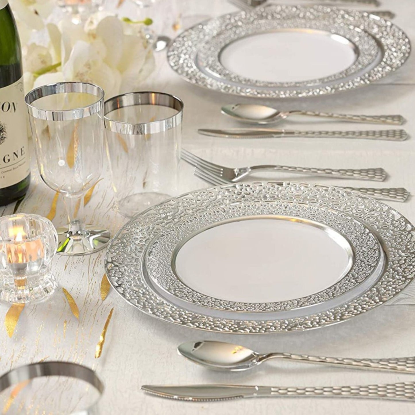 Glamour Collection Extra Heavyweight Disposable Knives Silver Tablesettings Decorline