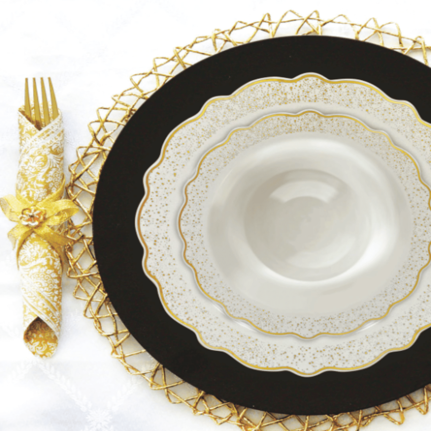 Confetti Collections Soup Bowls White Gold 12oz 10CT Bowls Decorline