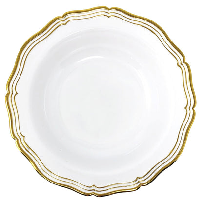 Aristocrat Collection Plastic Soup Bowls White & Gold 12 oz Tablesettings Decorline   