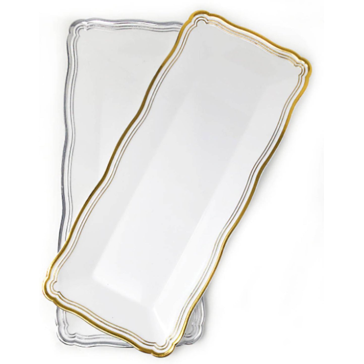 Aristocrat Collection 13.75"x6" White & Gold Narrow Serving Trays Serverware Decorline