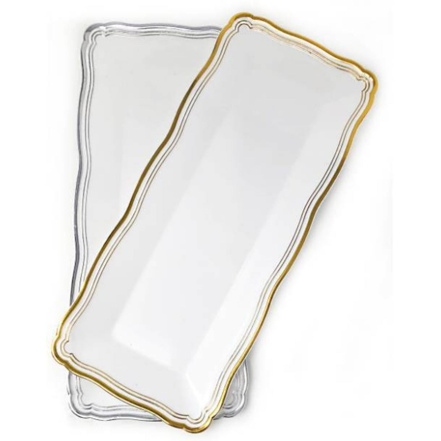 Aristocrat Collection 13.75" x6" White & Silver Narrow Serving Trays Serverware Decorline