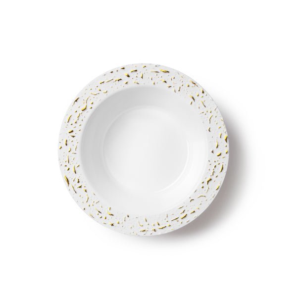 Pebbled 12oz White & Gold Plastic Bowls 10CT Decorline