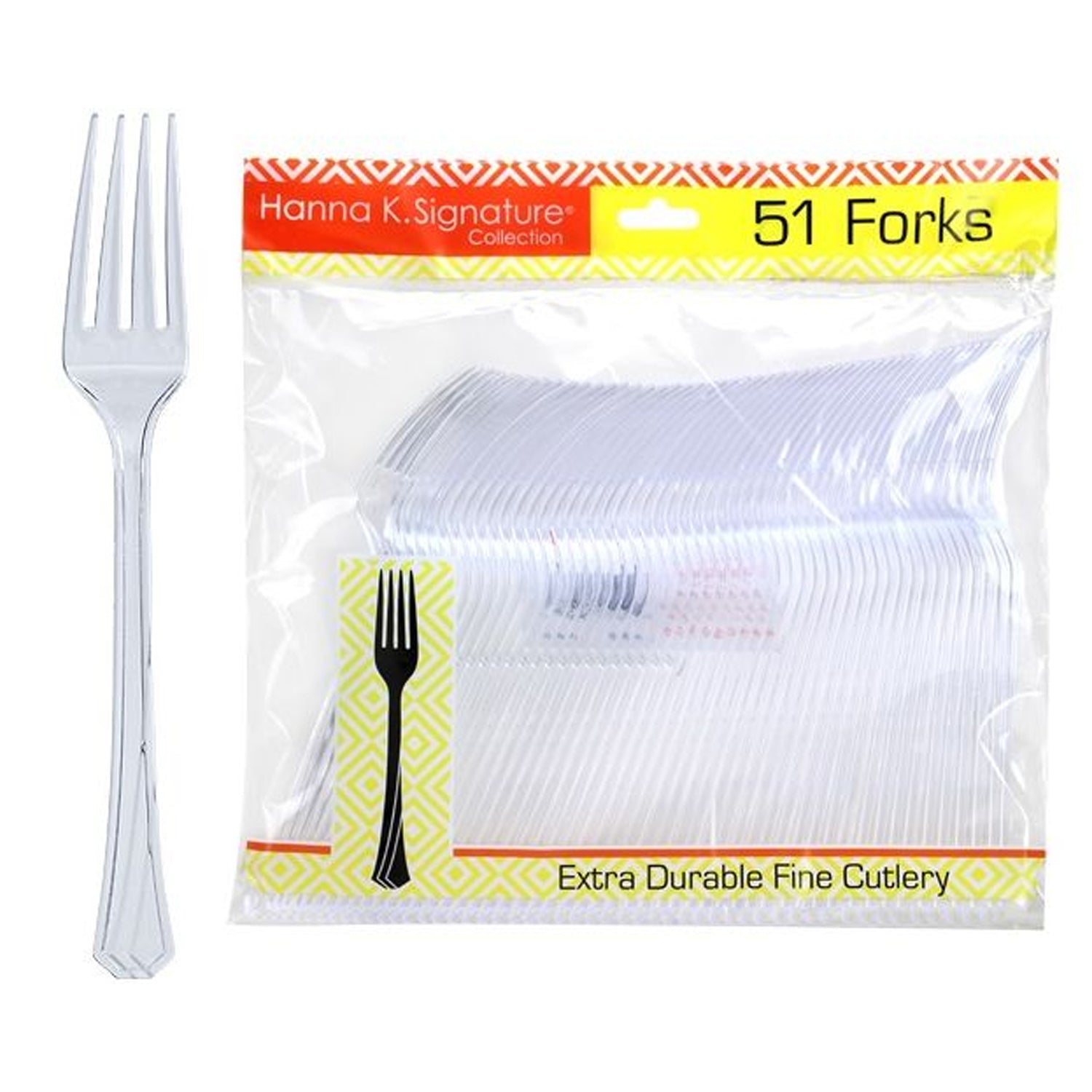 Hanna K. Signature Heavyweight Clear Plastic Fork Cutlery Hanna K Signature   