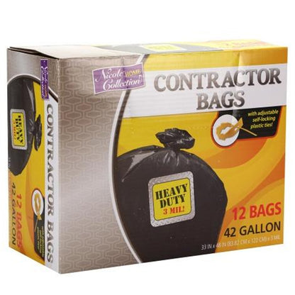Nicole Home Collection Black Plastic Contractor Bags 42 GAL Garbage Bags Nicole Collection   