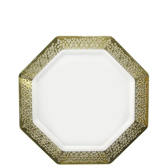 Gold Rim Lacetagon Pearl Plate 7.25" Plates Lillian   