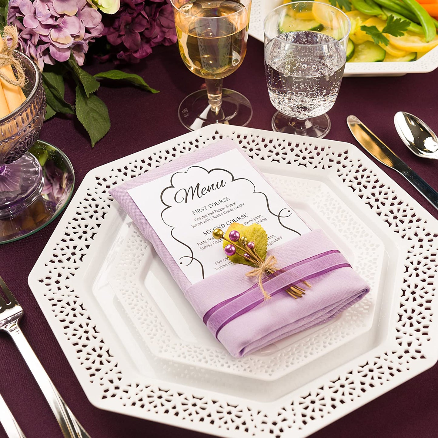 Plastic Cutlery Silverware Heavyweight Disposable Flatware, Plastic Cutlery 144 piece Combo Pack - 36 of each Fork, Knives, Teaspoon, Soup spoon Tablesettings Lillian