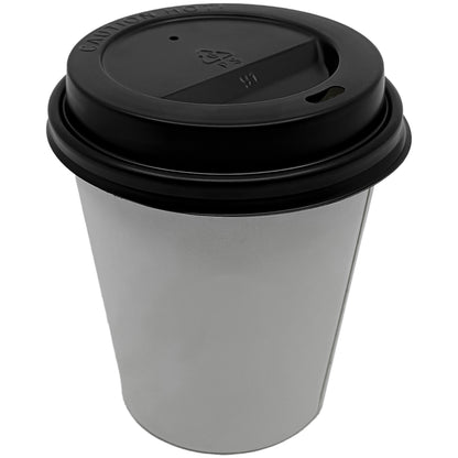 Case of Black Plastic - Disposable - Dome Lids for 10/12/16oz. Poly-Paper Hot/Cold Cups | 1000 ct. Paper Cups Nicole Collection   