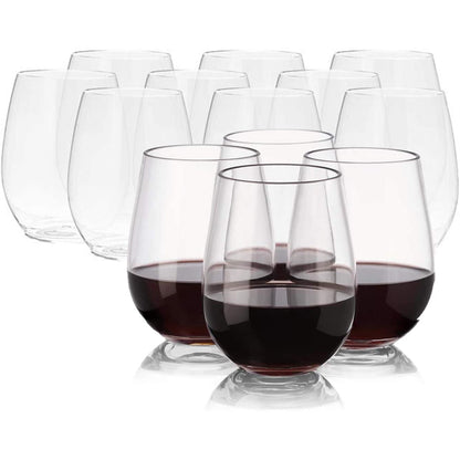 Plastic Wine Glasses Stemless Clear Tumbler 12 oz Cups Blue Sky   