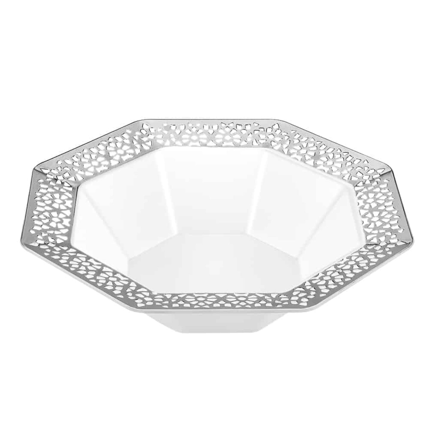 Lacetagon Silver Rim Pearl Bowl 14 oz Bowls Lillian