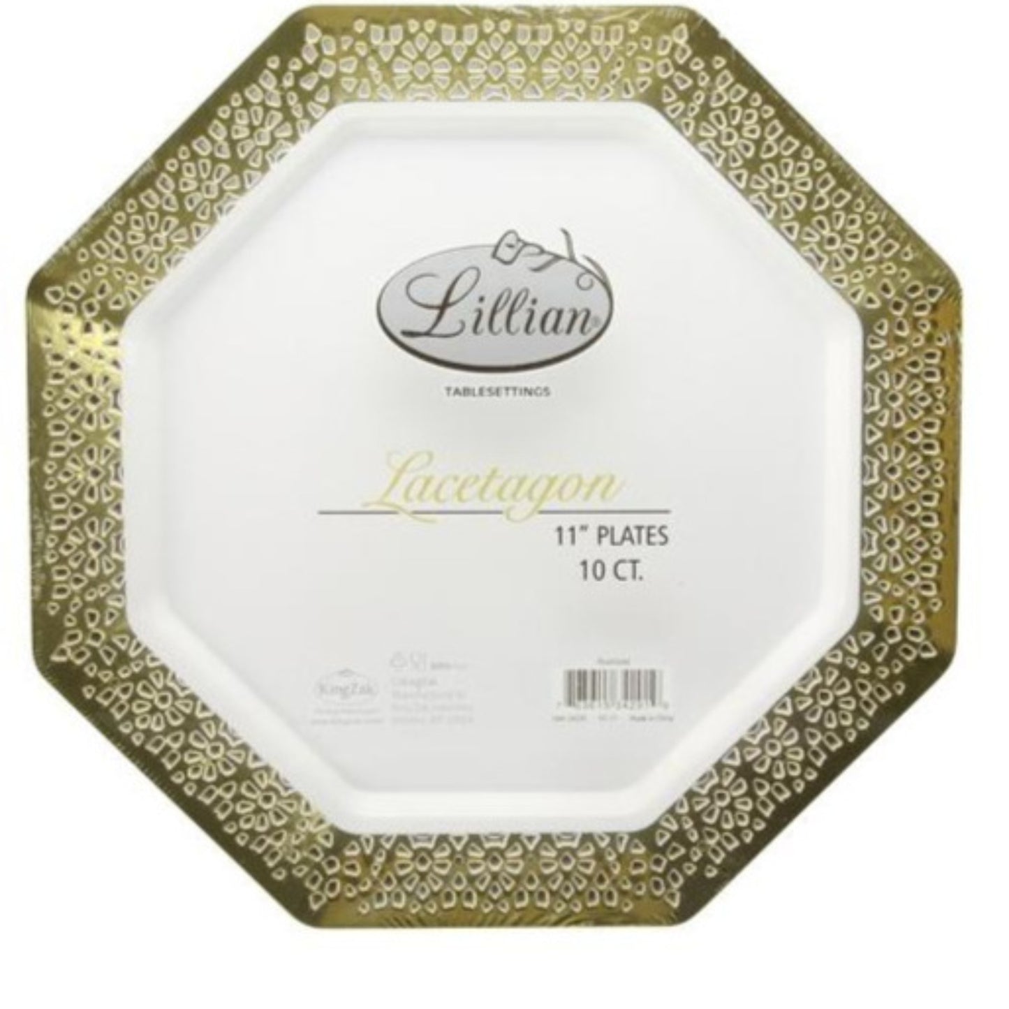 Gold Rim Lacetagon Pearl Plate 9.25" Disposable Plates Lillian