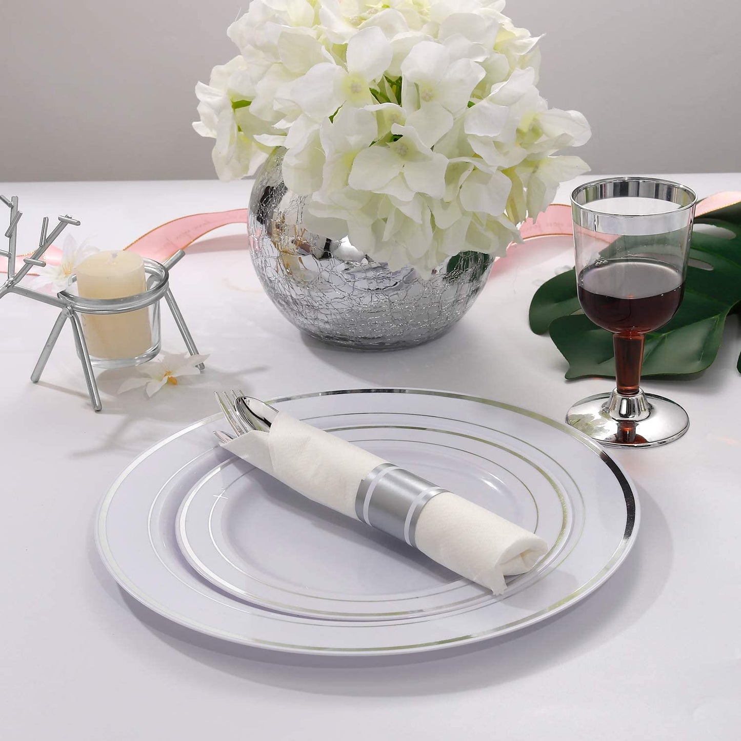 Pre-Rolled Cutlery And Napkin Set Polished Silver Tablesettings Lillian