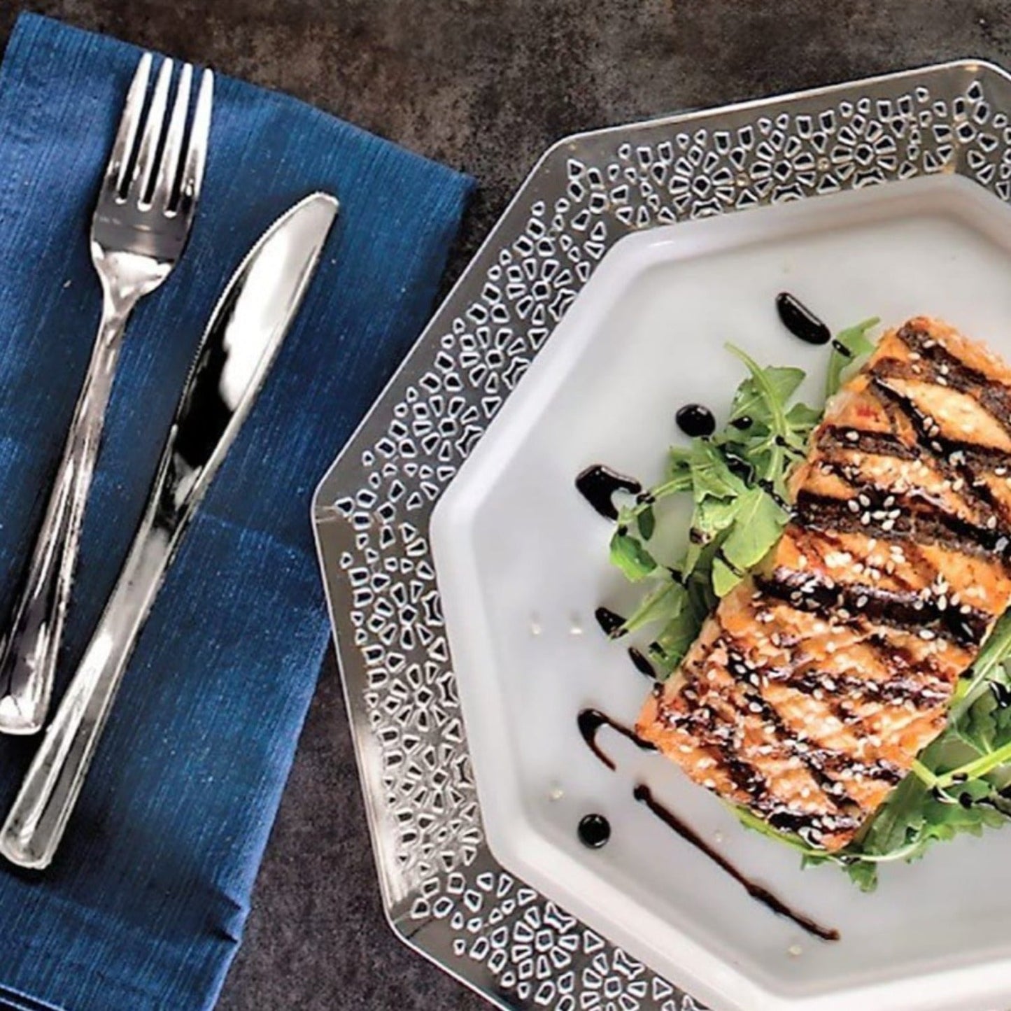 Cutlery Silverware Extra Heavyweight Disposable Flatware Combo Silver 96 Pieces Tablesettings Lillian