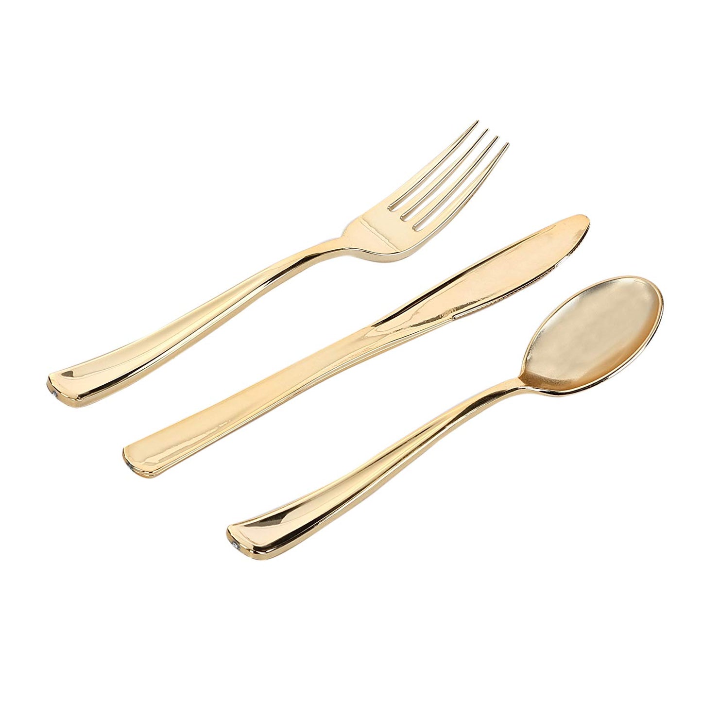 Lilian Tablesettings 96 Pcs Disposable Extra Heavyweight Gold Plastic Tableware Tablesettings Lillian
