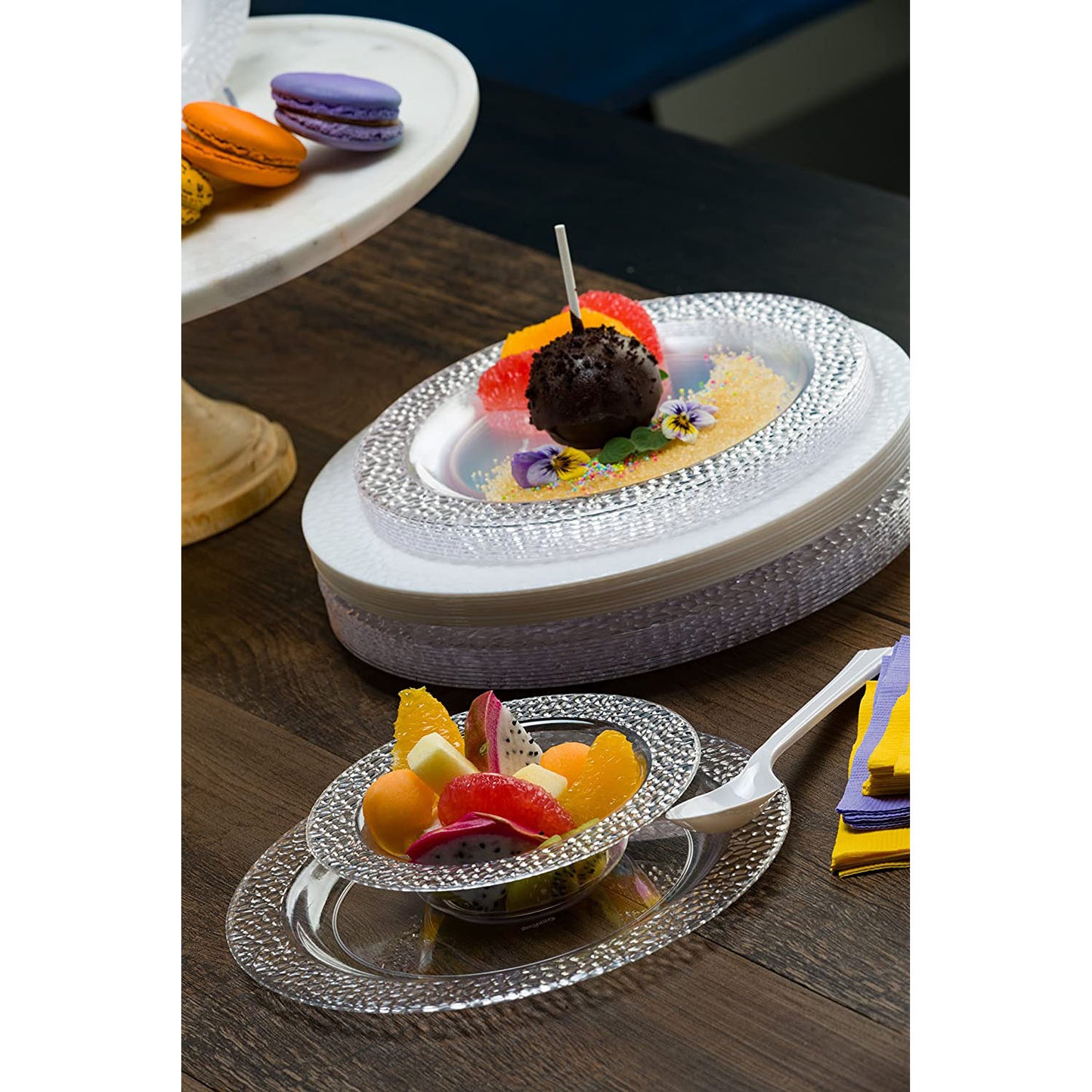 Lillian 10.25" Pebbled Clear Plastic Dinner Plate Tablesettings Lillian