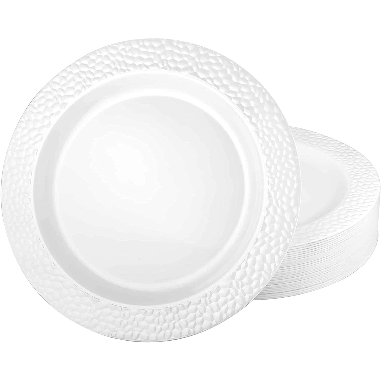 Pebbled 7.5" White Appetizer/Dessert Plate Plastic Elegant Plates Lillian