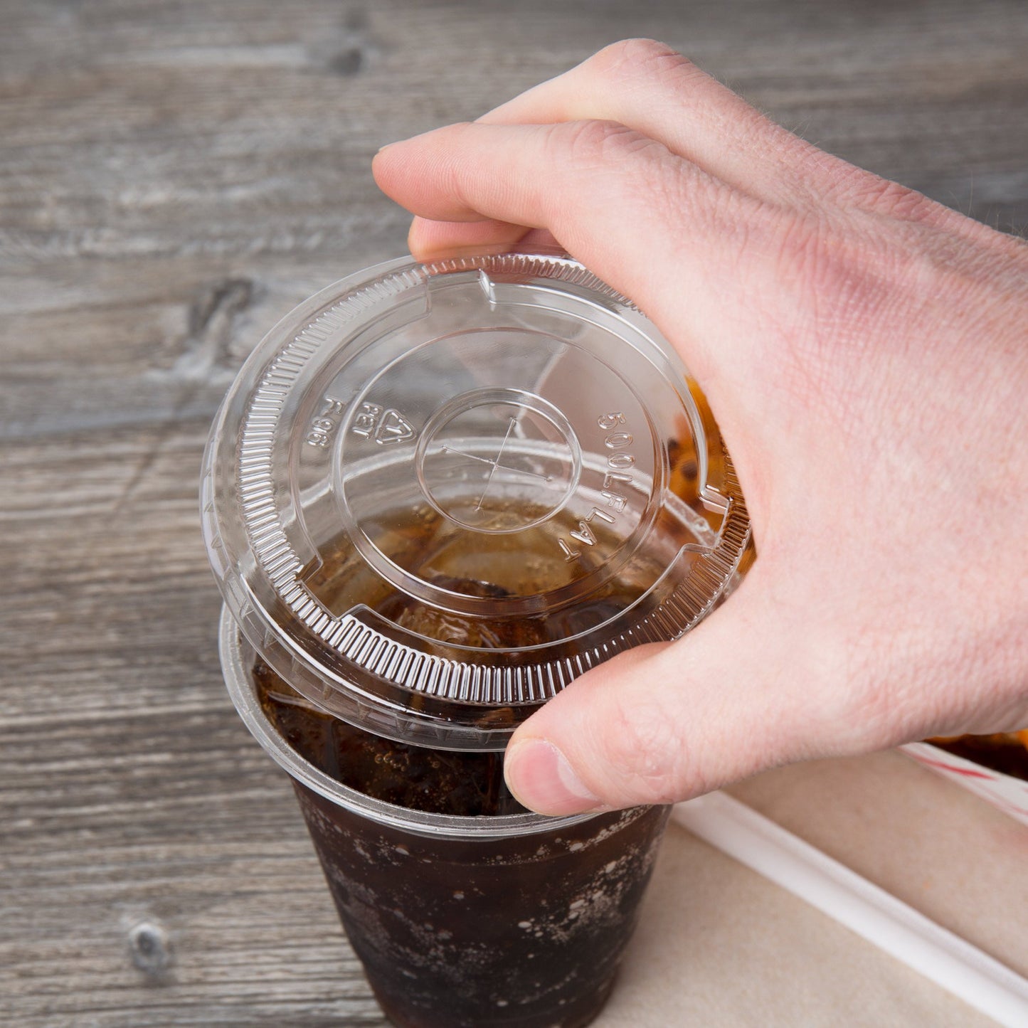 Clear PET Plastic Flat Lids with Straw Slot for 12, 16, & 24 oz. PET Cups Tops & Straw VeZee