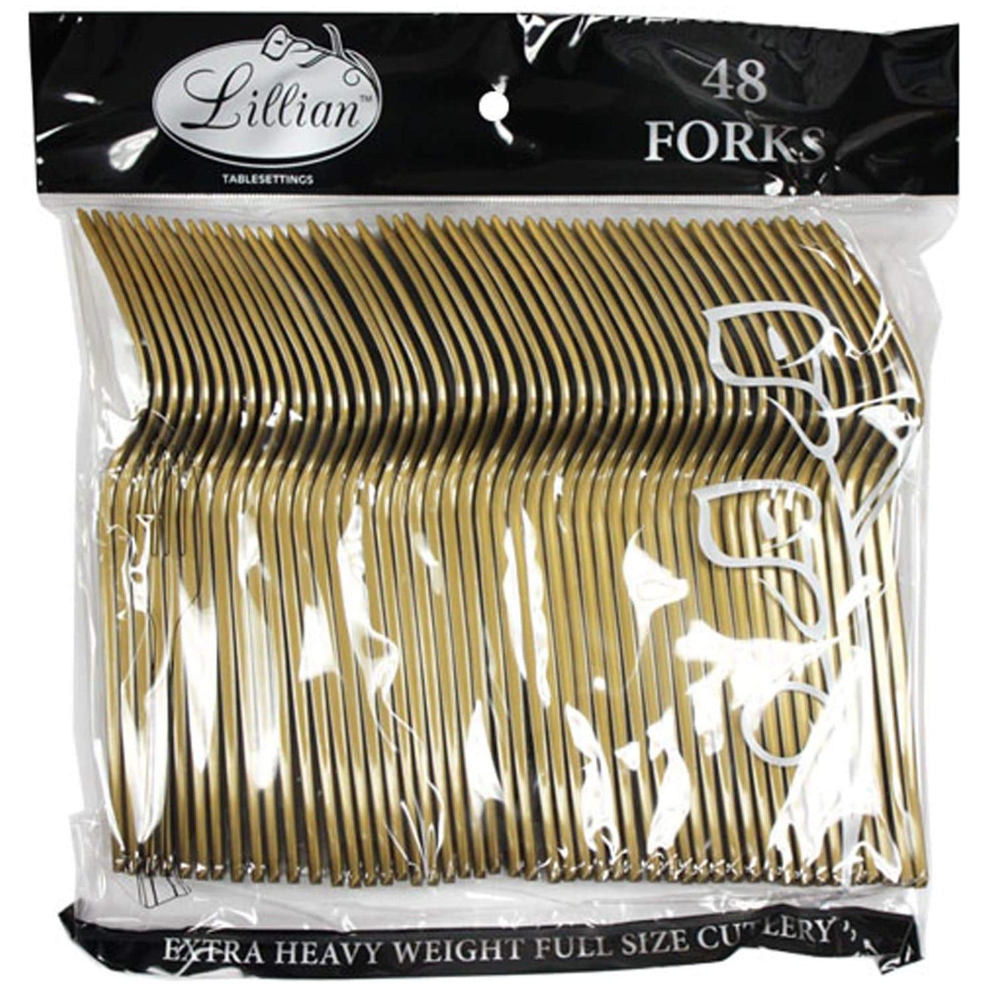 Lillian Tablesettings Extra Strong Quality Gold Premium Plastic Forks Cutlery Lillian