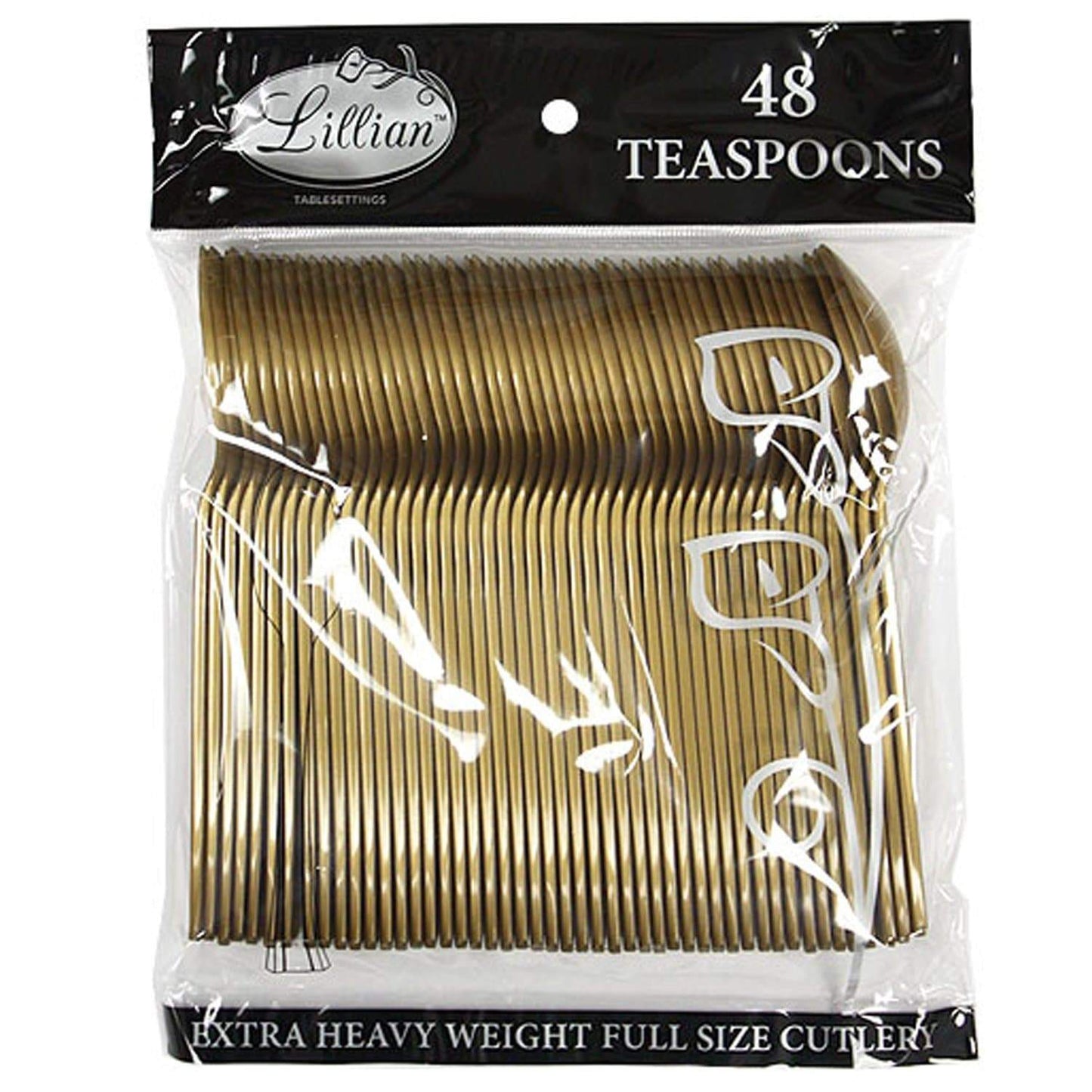 Lillian Tablesettings Extra Strong Quality Gold Premium Plastic Teaspoons Cutlery Lillian