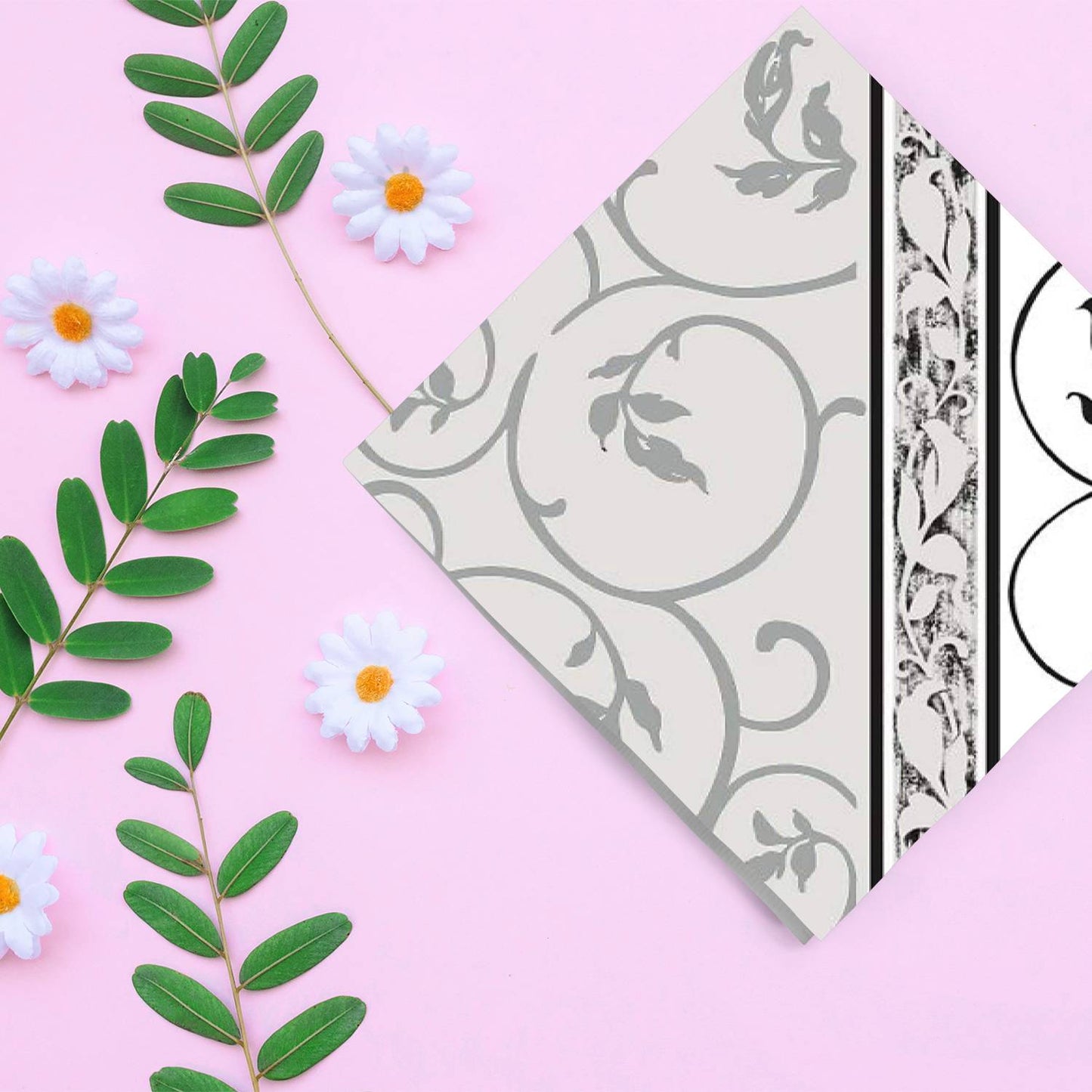 Black Curlicue Disposable Lunch Paper Napkins 20CT Napkins VeZee