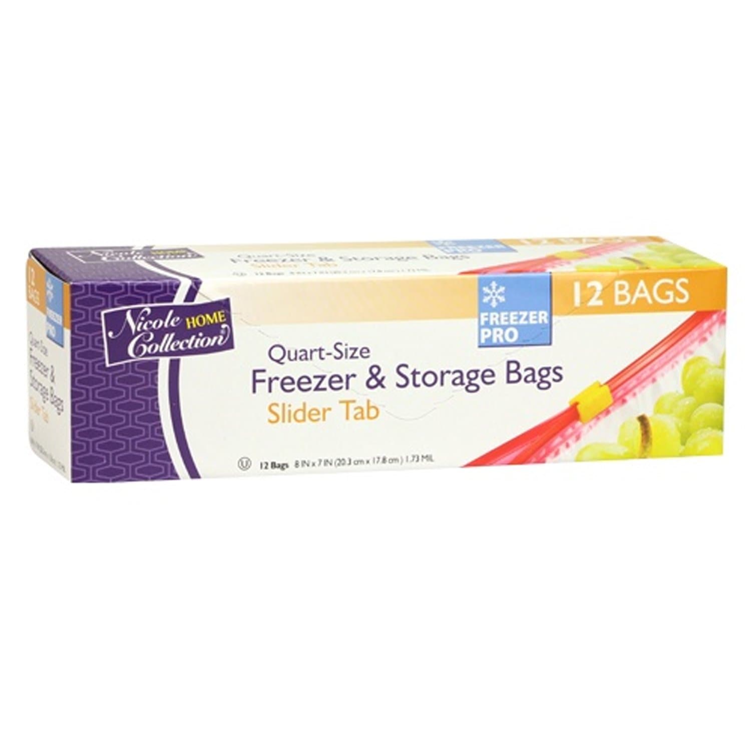 Nicole Home Collection Freezer Storage Zip Bags, 2gal