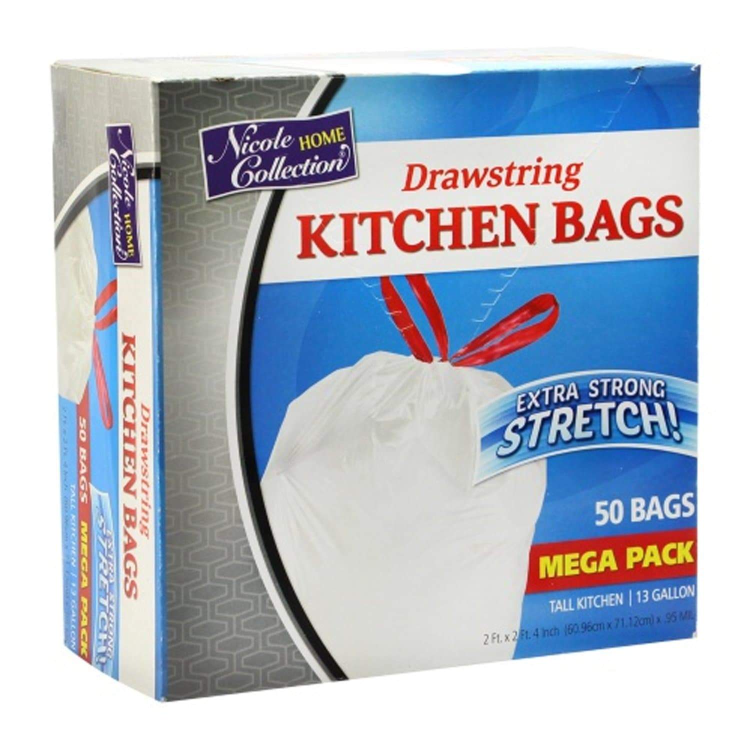 Extra Strong Tall Kitchen Drawstring Trash Bags - 13 gallon