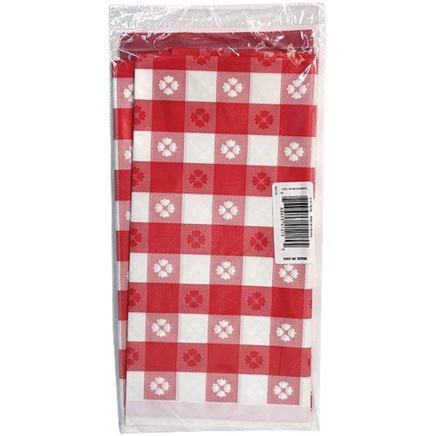 Tablecover Plastic Red Gingham Rectangular 54'' X 108'' Table Cover Party Dimensions