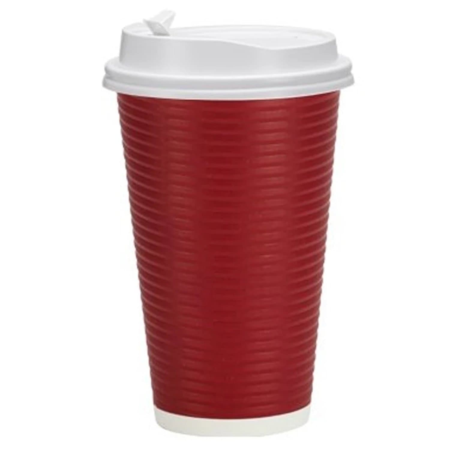 Paper Cup Maroon Hot Cold with Lid 16 oz