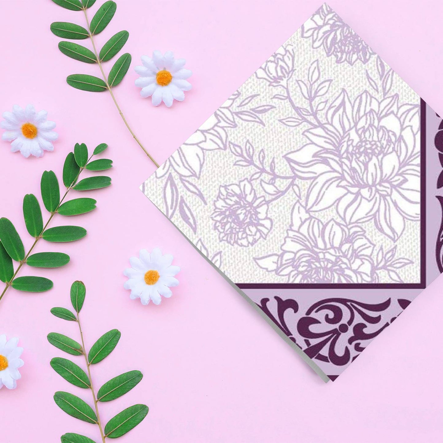 Purple Petal Pride Disposable Lunch Paper Napkins 20CT Napkins VeZee