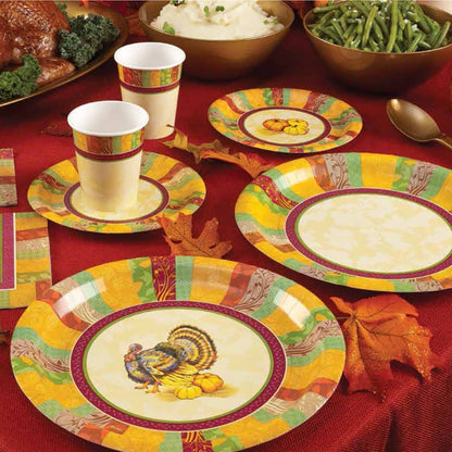 Fall Turkey Heavyweight Dinner Paper Plates 10.25" 8 Count Disposable Hanna K   