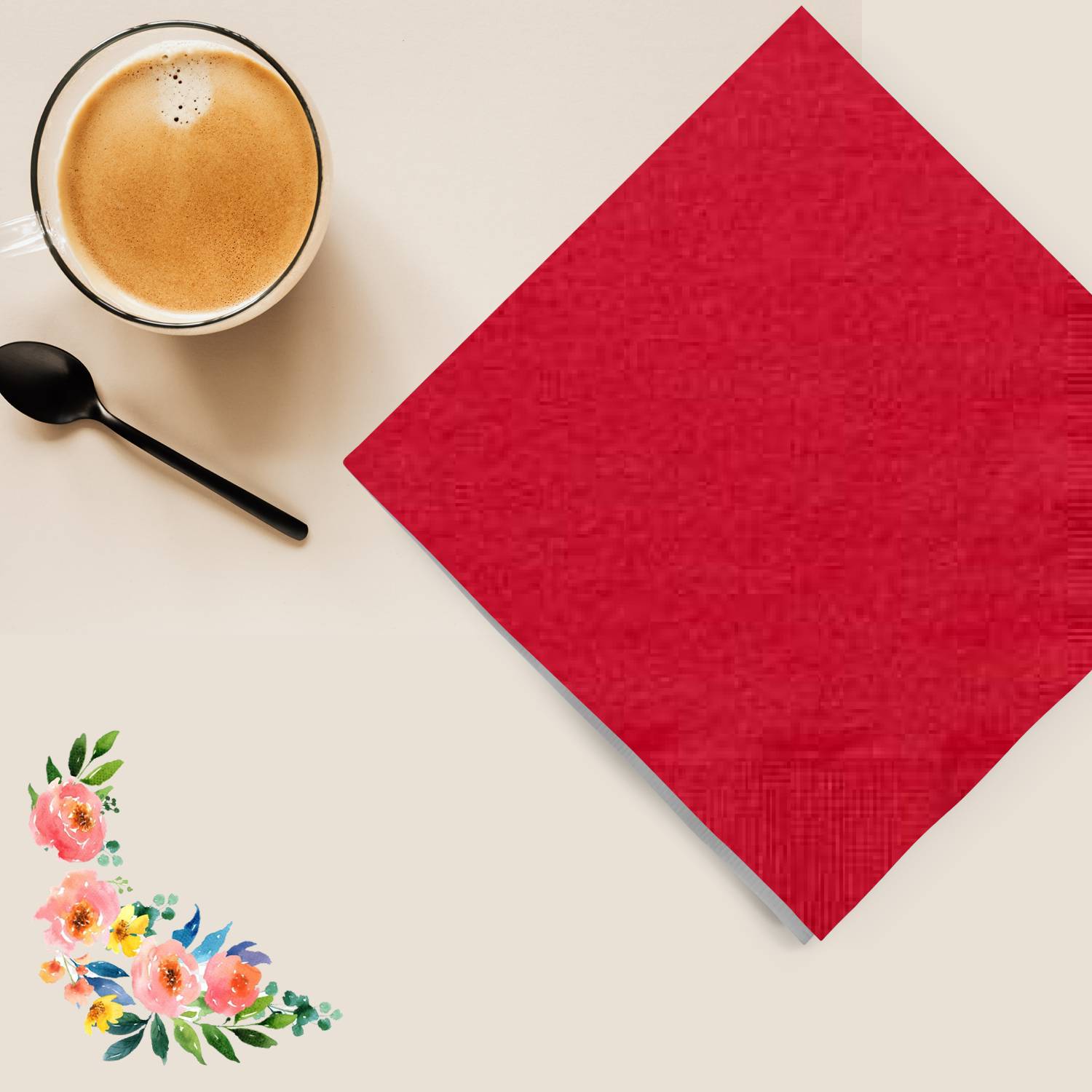 Red Lunch Napkins Napkins Party Dimensions   