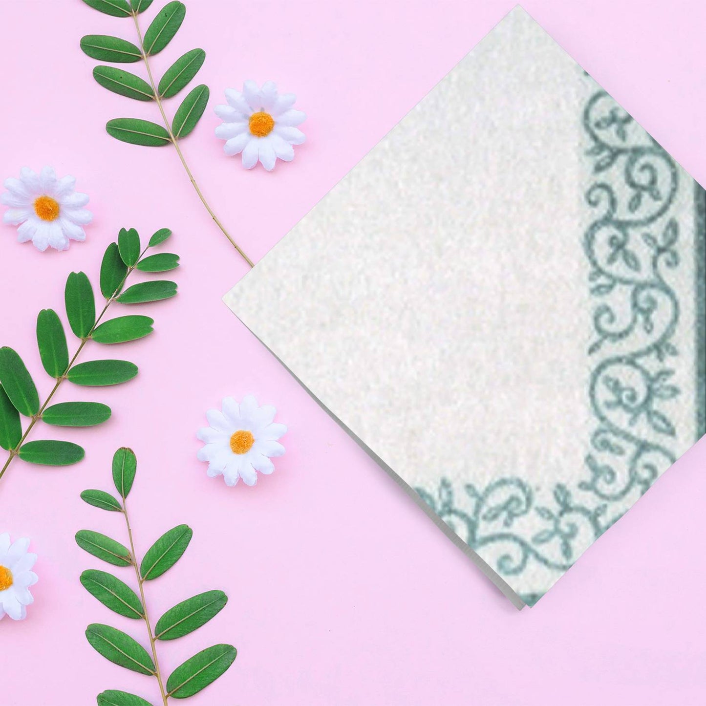 Romantic Border White/Silver Cocktail Napkins 20CT Napkins Decorline