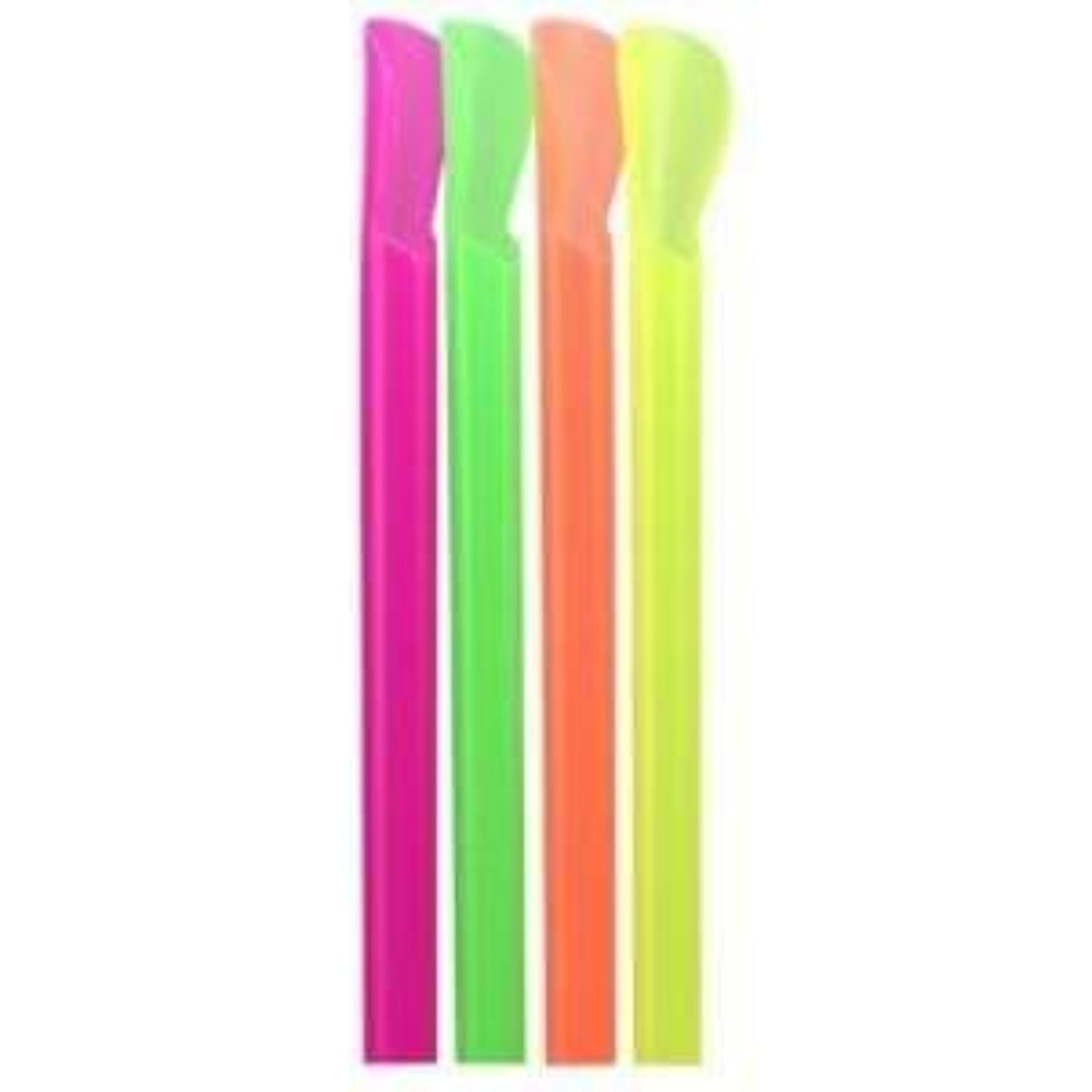 5Pcs Hard Plastic Spoon Straws,Reusable Stirring Coffee Spoon, 9 Inch Detachable Drinking Straws Spoon Snow Cone Spoon Straws,Green
