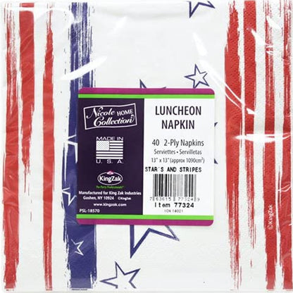 Stars 'N Stripes Premium Paper Lunch Napkins (40 Pcs) Disposable Hanna K   