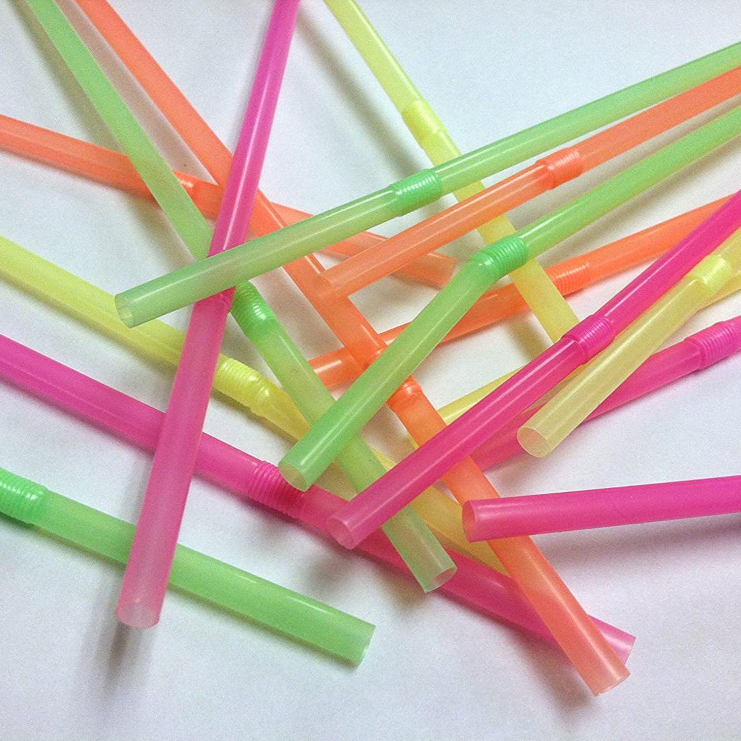 Straws Flexible Neon Multi-Colored 8.5-9.5 inches Tops & Straw Party Dimensions