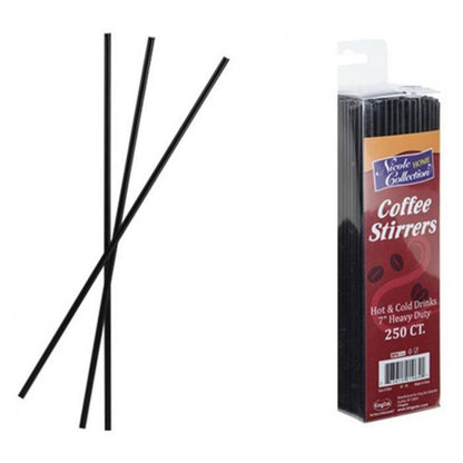 Case of Black Plastic - 7" - Disposable - Heavy Duty - Coffee Stirrer Straws | 1,000 ct. Stirrers Nicole Collection   