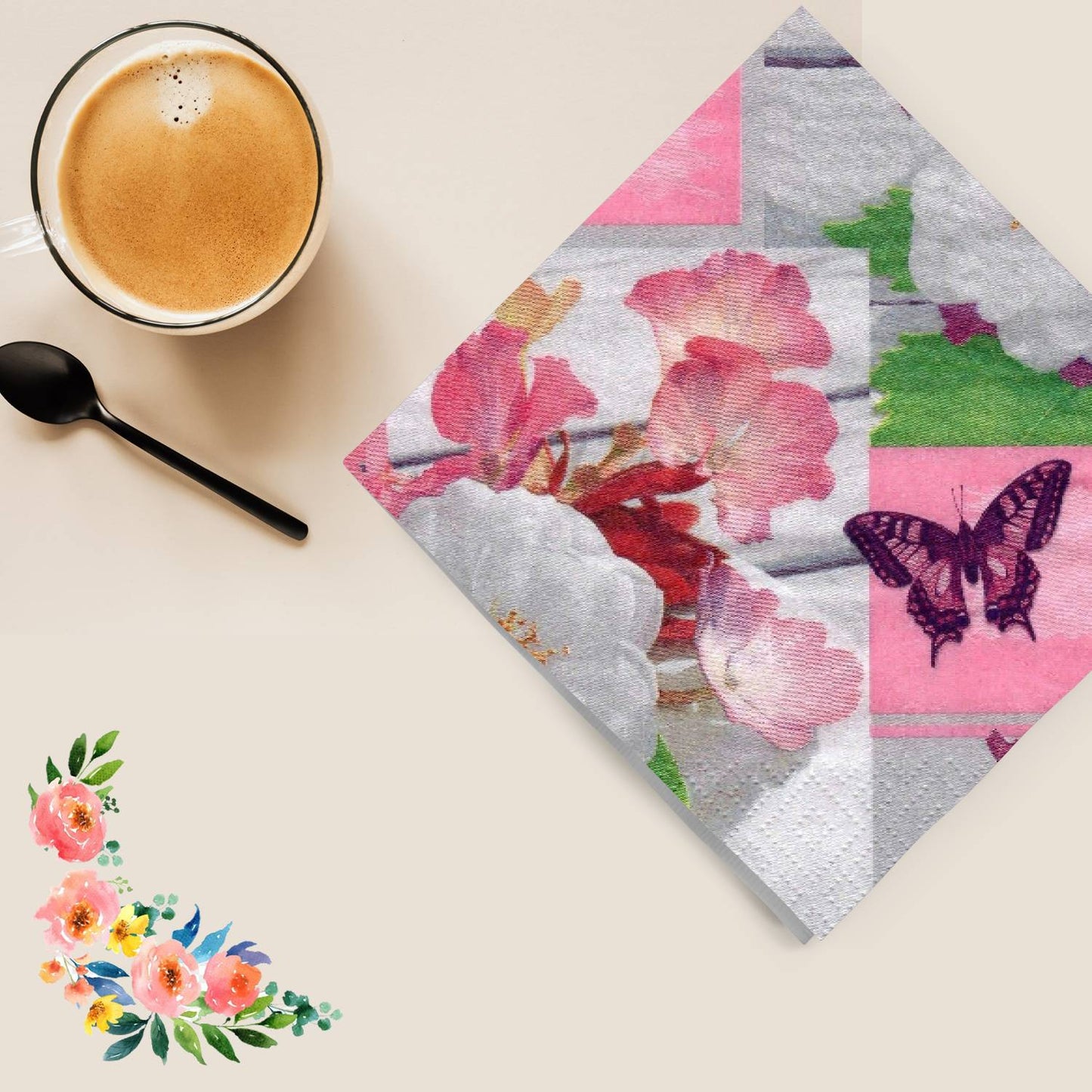 Summer Rose Lunch Napkins 20 Pack Tablesettings Decorline