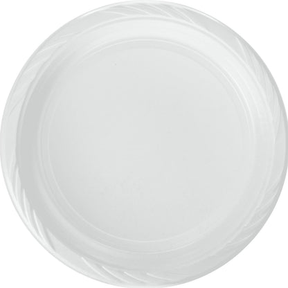 Case of Plastic - 10" - Disposable - Lightweight - White - Dinner Plates | 400 ct.  Blue Sky   