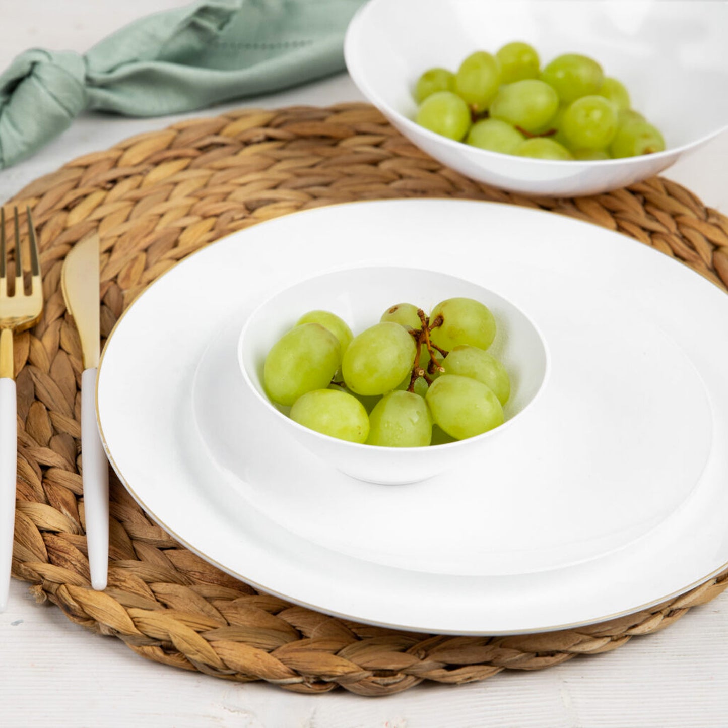 Organic Plastic 7.5" White Appetizer/Dessert Plate Bowls Blue Sky