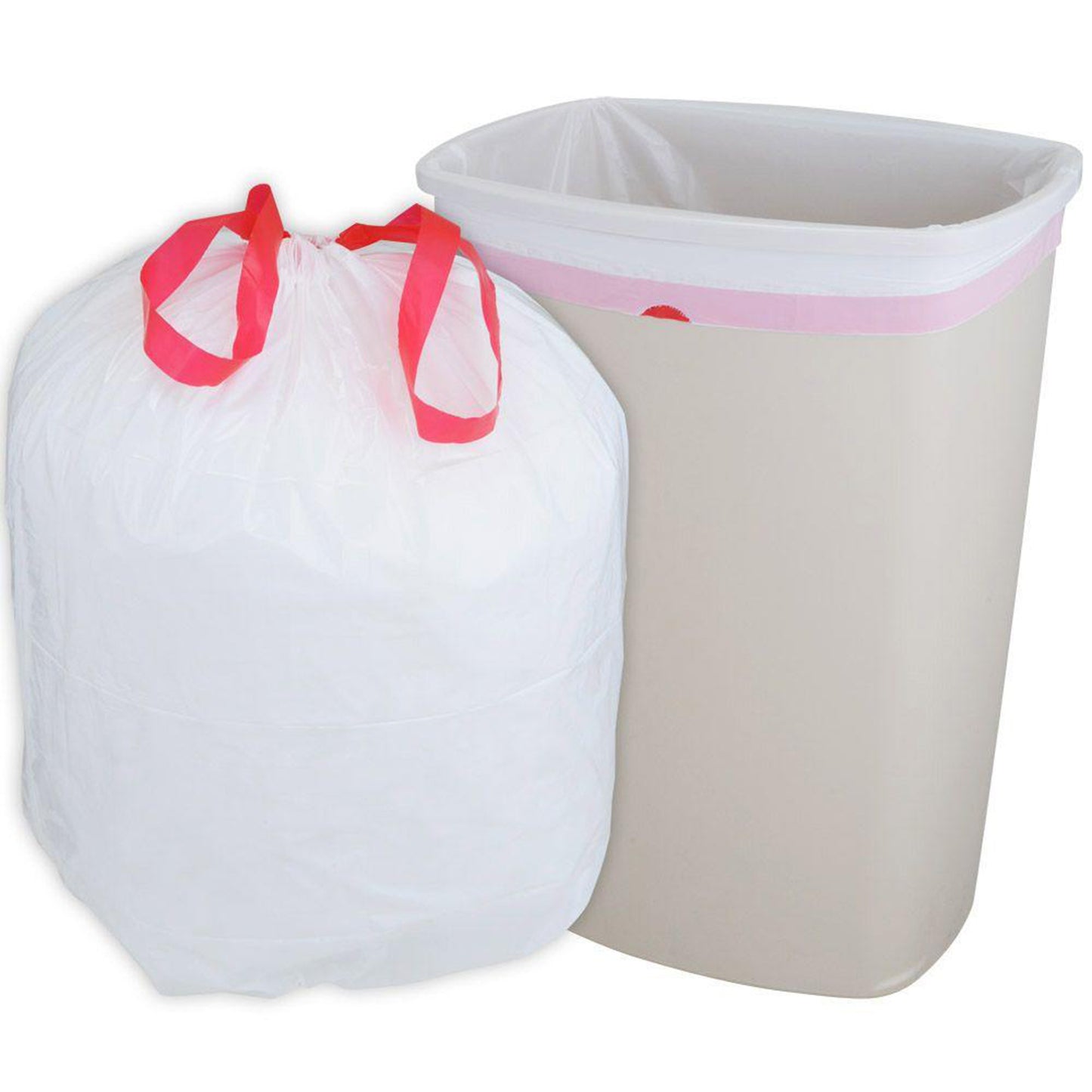 13 Gallon Drawstring White Trash Bags, Garbage Bags VeZee
