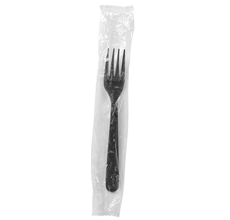 Case of Plastic - Disposable - Individually Wrapped - Heavy Weight - Black Fork | 1000 ct.  OnlyOneStopShop   